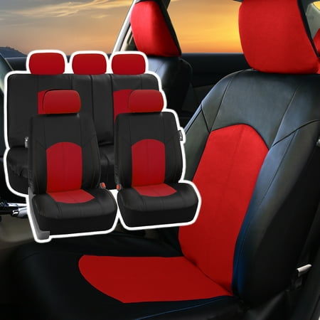 FH Group Perforated Leather Seat Covers For Auto Car Sedan SUV Van Full Set