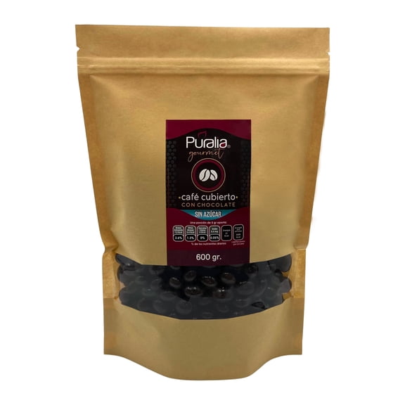Grano de Cafe Cubierto de Chocolate Semiamargo Puralia Gourmet Cafe con chocolate sin azúcar 600g