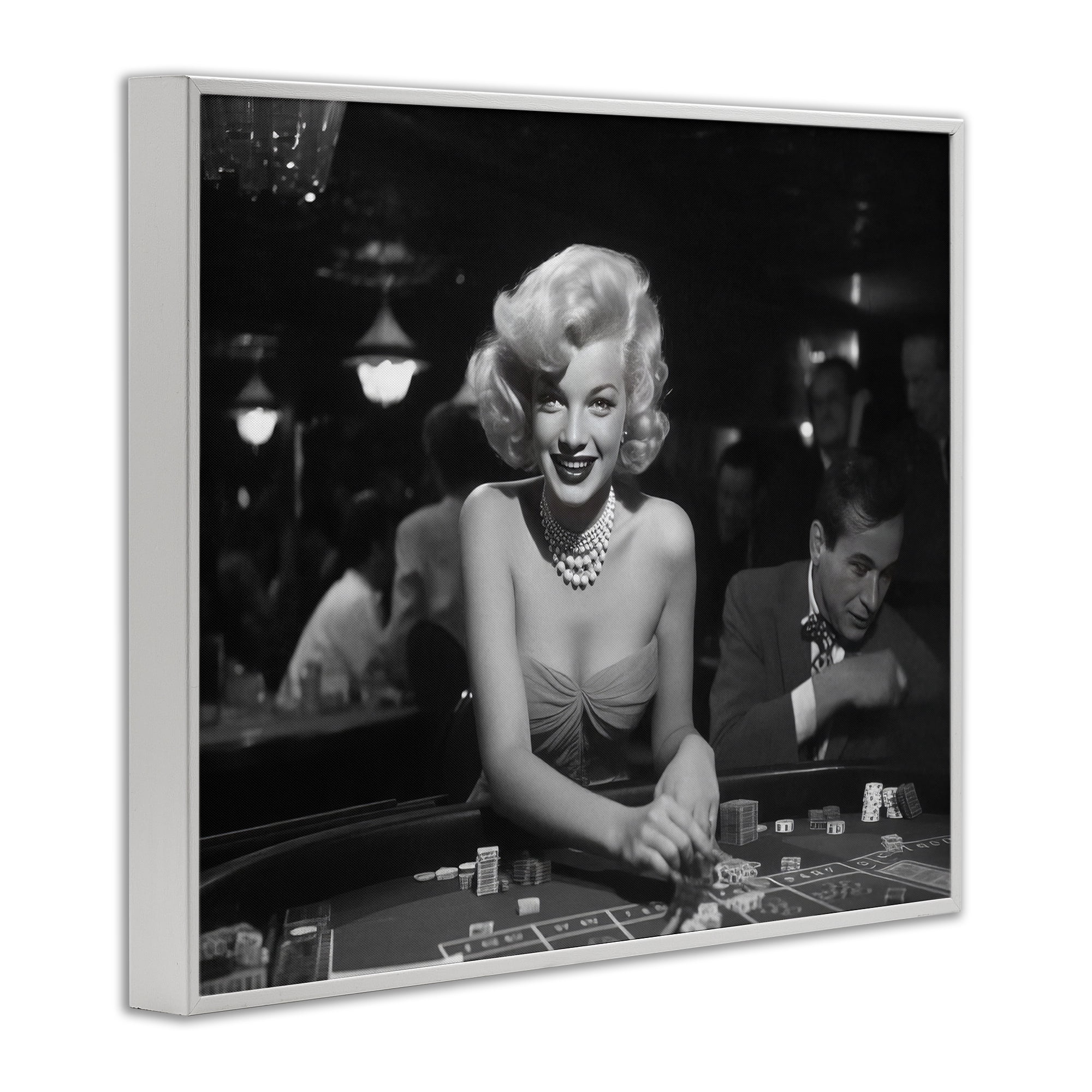 Stupell Industries Iconic Marilyn Portrait Novelty Photography White Framed Art Print Wall Art, 20 x 16
