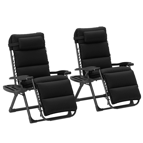 Outsunny Reclining Zero Gravity Chair Set of 2, Folding Sun Lounger