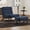 Blue, variant on Bonzy Home Modern Adjustable Accent Chair with Ottoman, Comfy Corduroy Fabric Armless Chair with Solid Wood Legs for Living Room Bedroom, Dark Gray