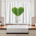 thumbnail image 2 of Ambesonne Green Kitchen Curtains, Heart with Romantic Leaves, 55"x39", Fern Green and White, 2 of 3