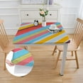 thumbnail image 2 of HAOXIT Stripe Tablecloth for Spring Summer, Striped Colorful Table Cloth for Fall Autumn, Waterproof Table Cover for Outdoor, Picnic, Camping, Kitchen, Dining Room, Multicolor, Rectangle  36*36, 2 of 7