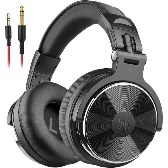 OneOdio Auriculares supraaurales con cable, para monitor de estudio y mezcla, auriculares estéreo para DJ con controladores de neodimio de 50 mm y conector de 1/4 a 3,5 mm para AMP, grabación de compu