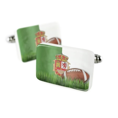 Cufflinks Football with Flag Fuerteventura region Spain Porcelain Ceramic NEONBLOND