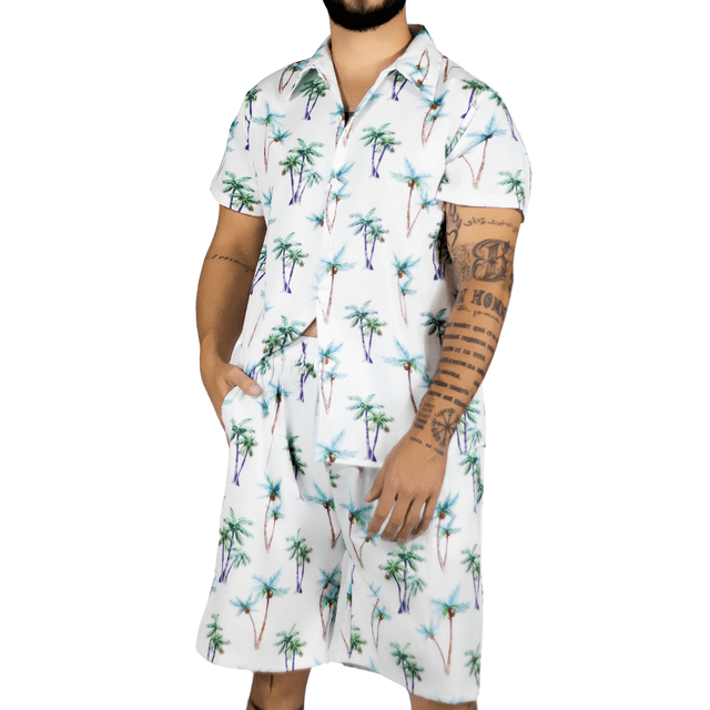 Conjunto Hombre Verano Camisa y Short a Juego Alberca Playa y Calor