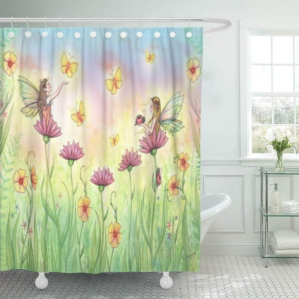 YUSDECOR Fairy Sister Fairies in Cute Kids Children Little Girls Bathroom  Decor Bath Shower Curtain 60x72 inch 