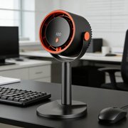 Stylized Desktop Air Circulator Fan with Digital Display USB Rechargeable Quiet Cooler for Home Office Gaming 27cm (10.6 Inch)
