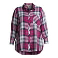thumbnail image 6 of Terra & Sky Women's Plus Size Plaid Pocket Button Down Shirt, 6 of 6