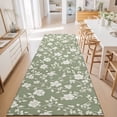 thumbnail image 3 of Hallway Runner Rug 2'x6', White Spring Floral Kitchen Runner Rugs Non-Slip Carpet Mats, Summer Flowers Sage Green Pastoral Bedside Rugs Runners Washable Floor Carpet for Bathroom Laundry Room, 3 of 8