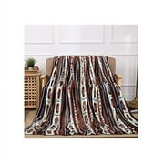 All American Collection Printed Polyester Fleece Lightweight Washable Throws, Brown