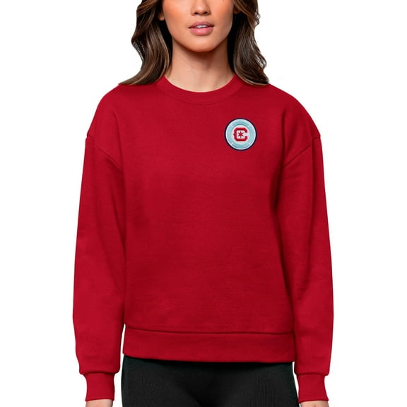 Women's Antigua Red Chicago Fire Team Logo Victory Pullover Sweatshirt