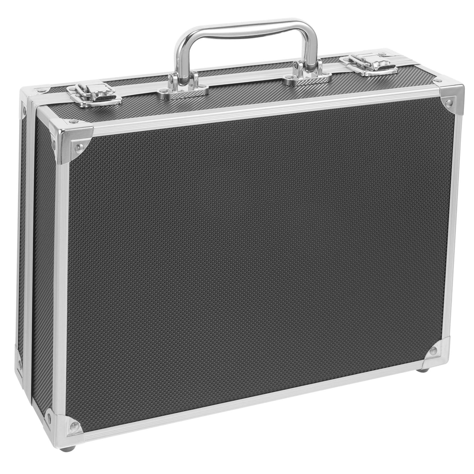 Hemobllo Black Portable Aluminum Alloy Tool Box Storage Case with Sponge Lining for Tools