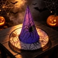 thumbnail image 2 of TFEOQRY Men's Wizard Hat Wide Brim Spider Web Decoration Witch Hat for Halloween Party Wear, 2 of 5
