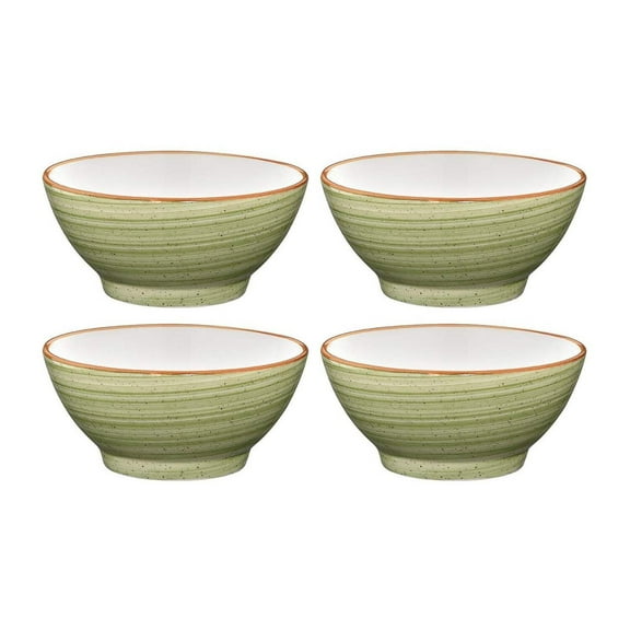 Therapy dia.5.5" h:2.75" 15 oz. Round Green Porcelain Bowl (Set of 4)