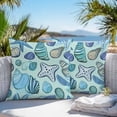 thumbnail image 4 of Ocean Creature Outdoor Pillow Covers Pack of 2 Conch Blue Shell Sea Starfish Cartoon Waterproof Throw Pillow Covers Decorative Cushion Cases for Patio Garden Tent Balcony Couch 16x16 inch, 4 of 8