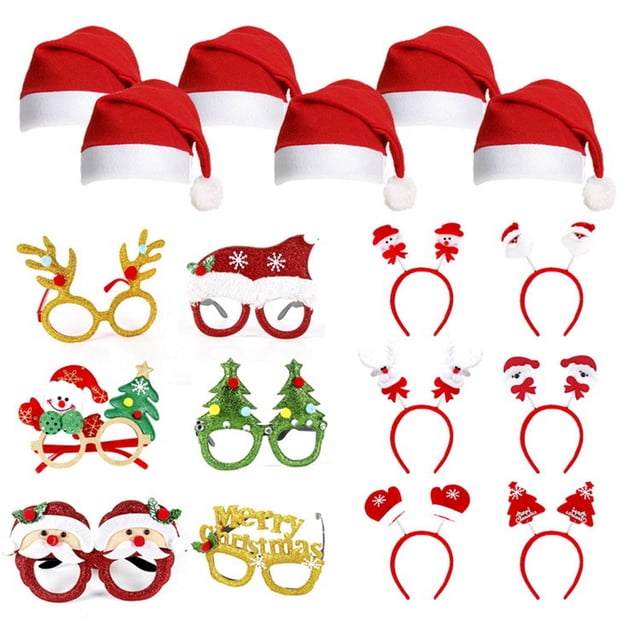 Gafas de terre, novedad, accesorios para fotografía, sombreros de Santa Claus, gafas , accesorios para fotografía, divertidos adornos navideños, disfraz PIEZAS B 18 PCS B