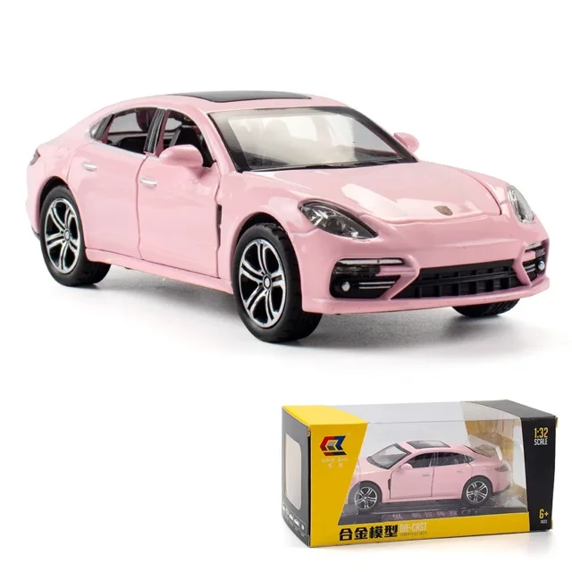 1:32 Porsche Panamera Diecasts Toy Cars Miniature Scale Alloy Simulation Vehicles Car Model Children Birthday Gifts Collection Pink With Box1