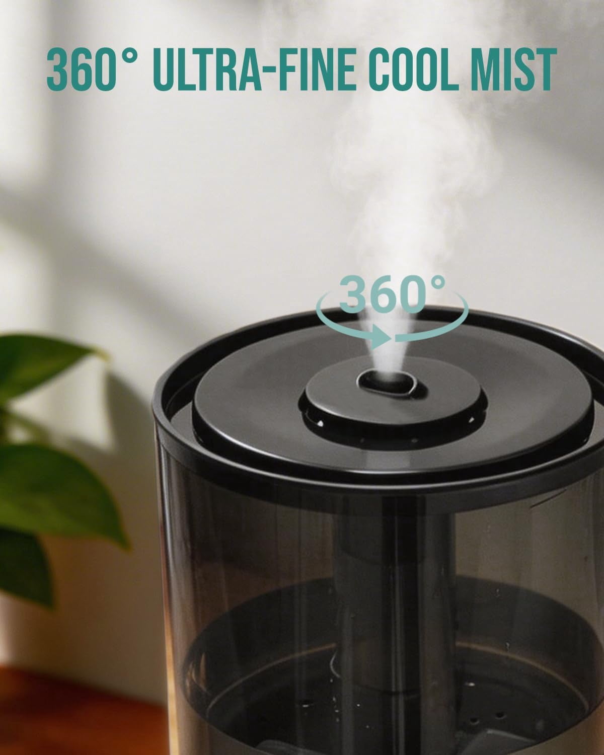 Humidifiers for Room Bedroom, 1.06Gal(4L) Dishwasher-Safe Tank, Top Fill & Easy to Clean, Night Light, Aroma Diffuser, Humidity Control, 12H Timer, Sleep Mode, 3 Level Mist, Home, Nursery, Black