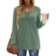 thumbnail image 1 of Tops plisados de manga larga para mujer, transpirables, suaves, cómodos, lavables a máquina, tops de manga larga para uso diario al aire libre, Verde XL, 1 of 6