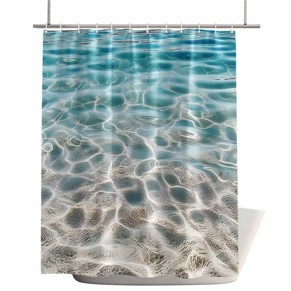 Shower Curtains for Bathroom-72"x72",Clear Ocean Water Ripple Waterproof Bath Curtain Grommet Shower Curtain Set with Hooks,Beach Modern Sea Wave Scene Washable Bath Accessories