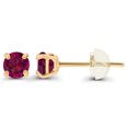 thumbnail image 2 of Decadence 14K Yellow Gold Plated 925 Sterling Silver 3mm Round Created Red Ruby July Birthstone Stud Earrings For Women, 2 of 5
