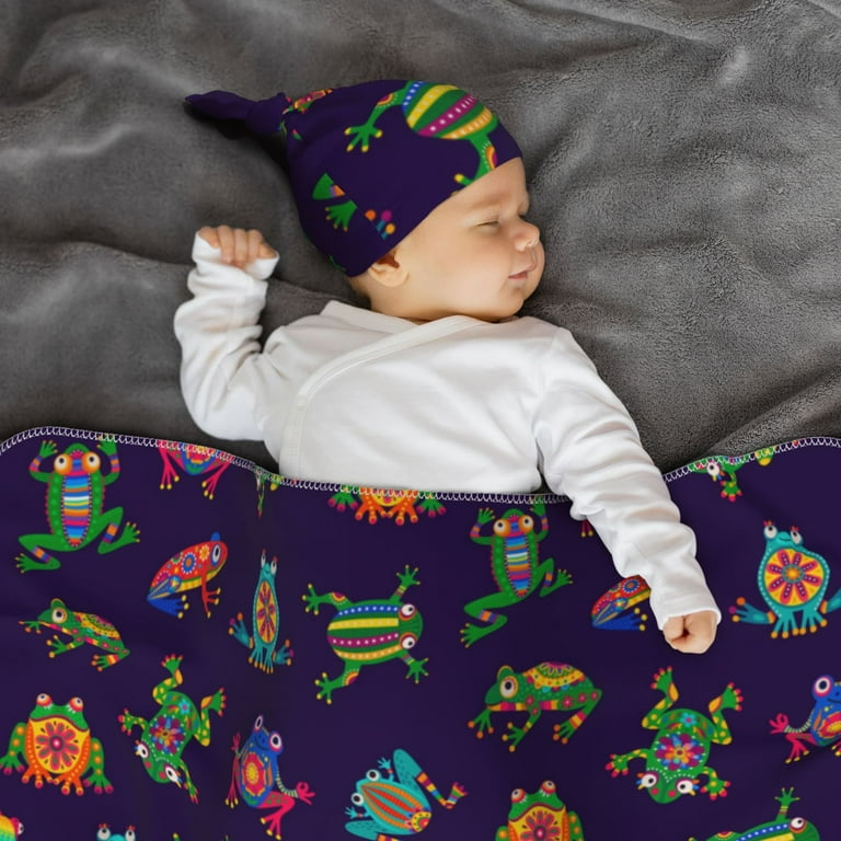 Naloa Mexican Frogs Baby Newborn Receiving Blanket with Matching Headband and Beanie Set Baby Swaddle Nursery Swaddle Wrap