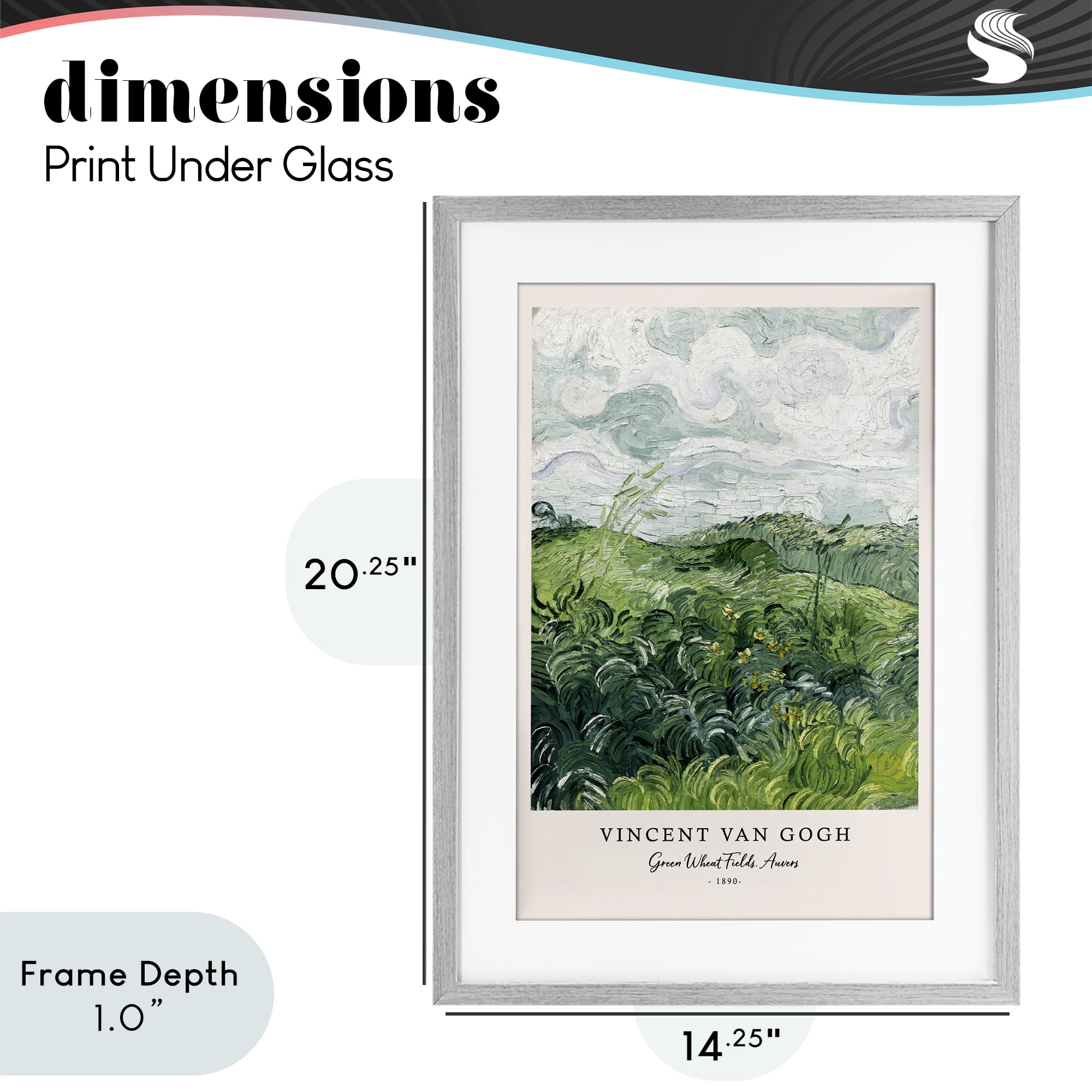 Stupell Industries Classic Green Wheat Fields Gray Framed Print Under Glass, design by Vintage Hustle