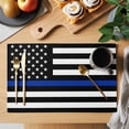 thumbnail image 2 of Blue American Flag Placemats Set of 12, Black White Striped US Flag Stars Placemats for Dining Table, Place Mats for Kitchen Tabletop, Waterproof Wipeable Dining Table Mats Set, 2 of 9