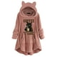 thumbnail image 1 of Sudadera con capucha y estampado gráfico de orejas de gato, informal, de manga larga, con bolsillo y capucha, para mujer, 1 of 5