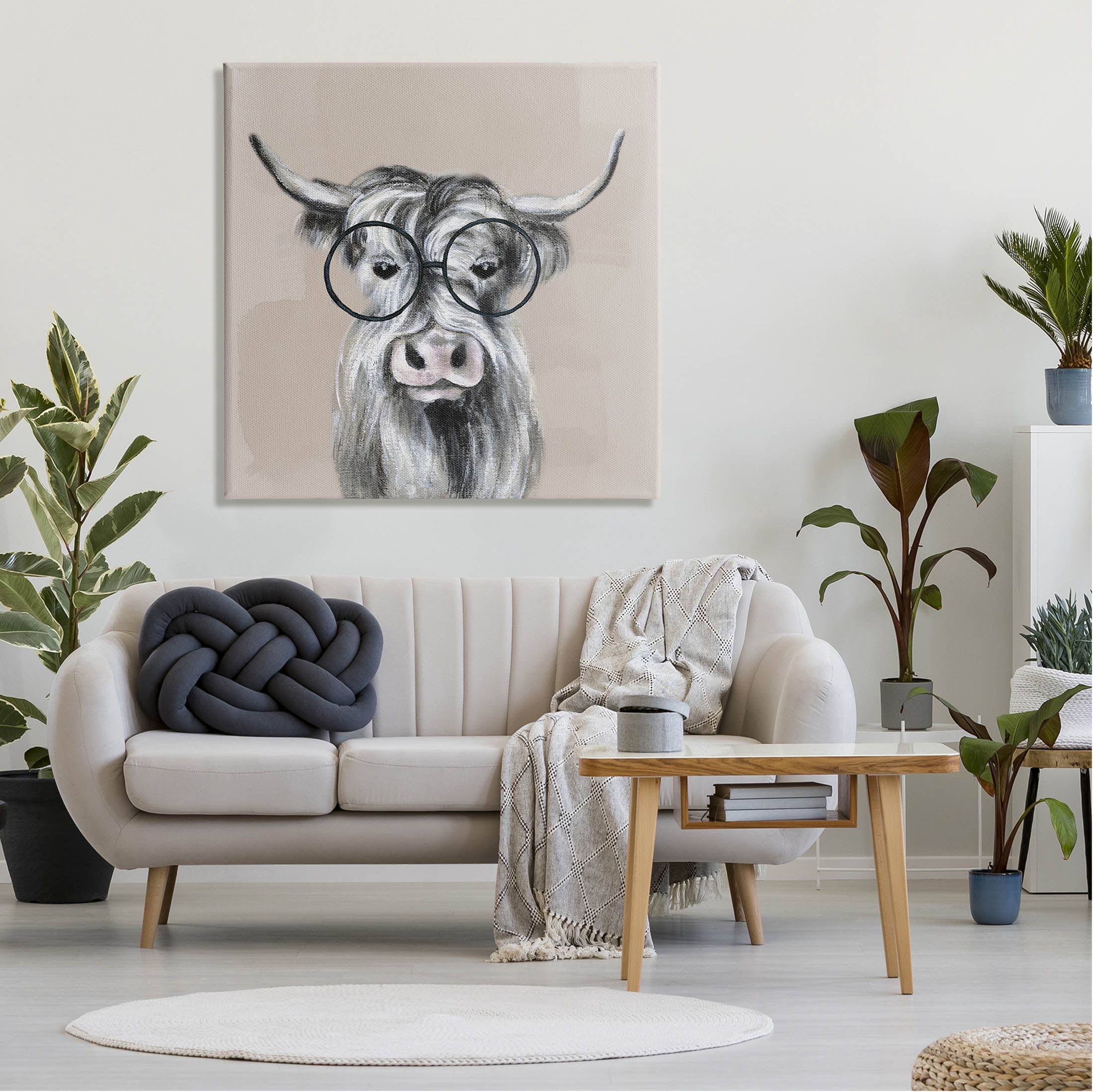 Stupell Industries Longhorn Cattle Glasses Portrait Graphic Art Gallery Wrapped Canvas Print Wall Art, Design by Tava Studios