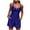 Blue, variant on LOPECY-Sta One Piece Swimsuit with Shorts for Women Tummy Control Bathing Suit Swim Dress Bathing Suit Retro Swimwear