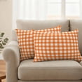 thumbnail image 3 of Outdoor Waterproof Pillow Covers Orange Buffalo Plaid Decorative Throw Pillow Protectors,Pillowcase Cushion Cases for Patio Sofa Garden Couch,20x12in,Pack of 2, 3 of 14