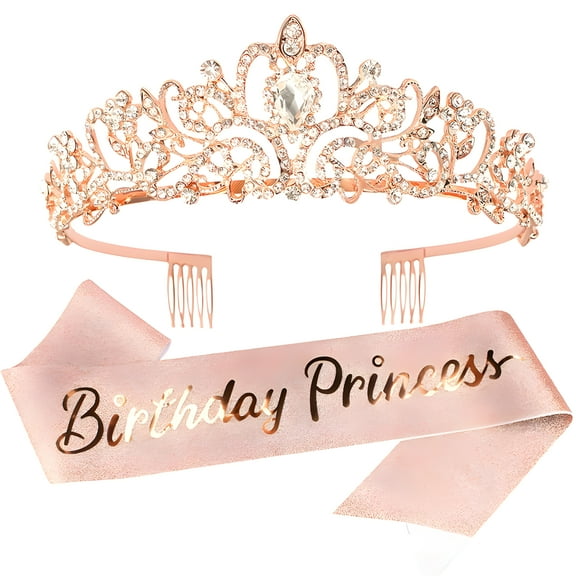 DESIGNICE Tiaras for Women,5*1.89" Princess Tiara,Rhinestones Crowns for Women