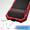 thumbnail image 3 of Compatible with iPhone 16 Pro max Case Heavy Duty Protection Dustproof Built in Screen Protector Rugged Stand 360 Full Body Military Grade Metal Bumper Phone Cases  (Red 2024), 3 of 12