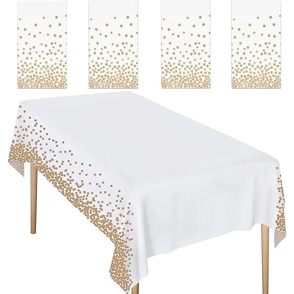 Toplive Nappes Rectangulaires, 4 Paquets de Nappes en Plastique Jetables pour Tables Intérieures Ou Extérieures Fêtes Pâques Noël Pique-Nique Anniversaires et Mariages-Blanc