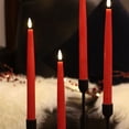 thumbnail image 5 of Rhytsing 11.4" Flameless Taper Candles with Timer Function, Battery Operated Dinner Table Tall Candlestick Rustic Wax, Warm White LED, 2 Remotes Included - Set of 6 (Red), 5 of 6