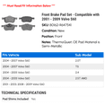 thumbnail image 2 of Front Brake Pad Set - Compatible with 2001 - 2009 Volvo S60 2002 2003 2004 2005 2006 2007 2008, 2 of 2