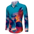 thumbnail image 3 of Camisas de manga larga con estampado 3D para hombre, camisas florales con solapa estampada, ropa de calle vintage informal ajustada para hombre, 3 of 4