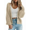 thumbnail image 3 of Women'S Chunky Knit Open Front Sweater Long Sleeve Button Loose Short Cardigan Outerwear Coats L, 3 of 9