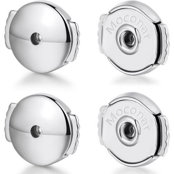 Spring Locking Earring Backs for Studs, Hypoallergenic 14K Gold Plated Secure Earring Backs Replacements for Earring Notch Post 0.027'-0.039' 4pcs