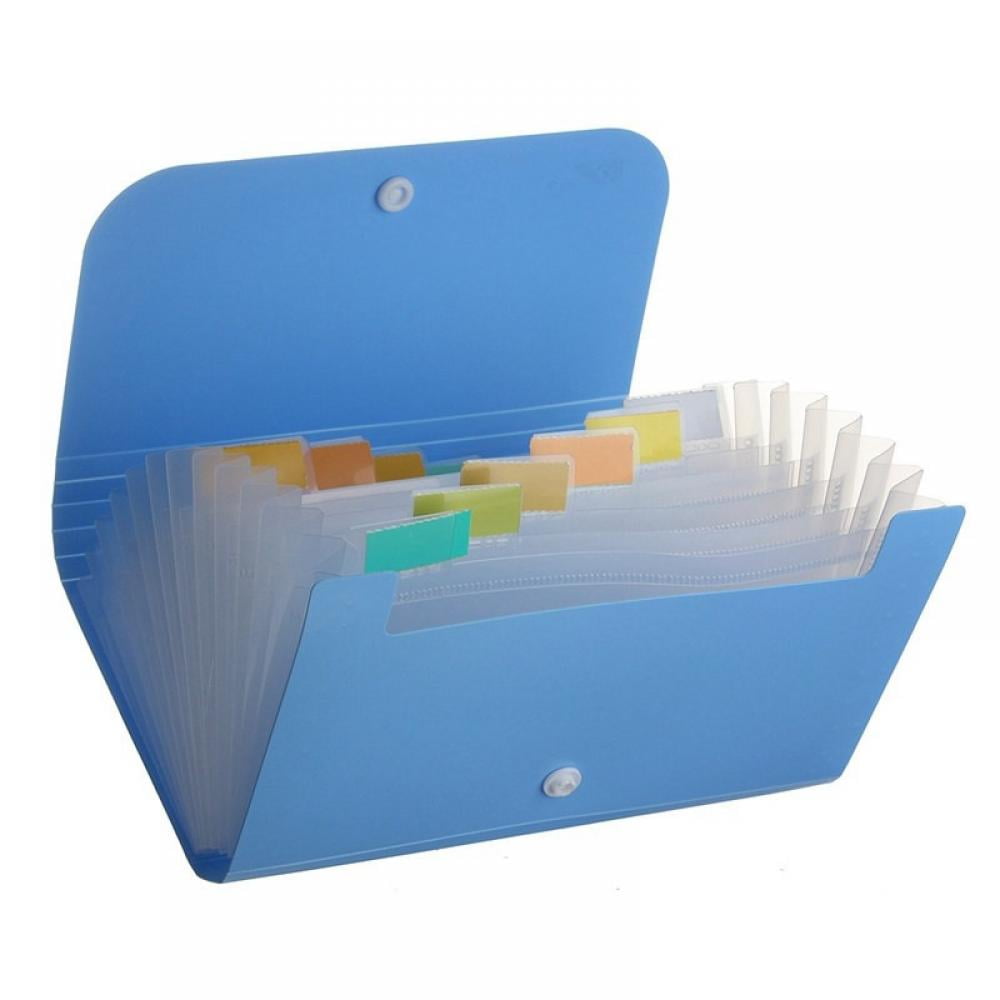 A6 Plastic Wallet for Cards,Coupons,Receipt,Tax Item Mini Expanding Folders,Blue Hi-Unique 12 Portable Accordian File Organizer 