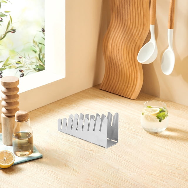 RUNROTOO Organizador De Portavasos De Acero Inoxidable Plateado Con Para Cocina Y Oficina
