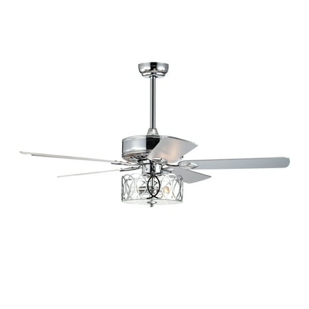 

LANTRO JS 52 Ceiling Fan with Light and Remote Control Ceiling Fan with 5 Blades for Patio Living Room Bedroom AC Motor Industrial style Chrome