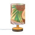 thumbnail image 2 of Coconuts Leaves Lemons Table Lamp USB Bedside Desk Nightstand Lamp Printed Gifts Small Lamp Wood Base for Bedroom Living Room Kids Room College Dorm, 2 of 7