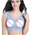 thumbnail image 2 of Lace Nursing Bra Women Fashion No Underwire Wireless Yoga Sports Bra V-Neck Lightly Lined Bra Feature Hook and Eye Closure Push-up Bra Style Y-180 , Blue-c XXL, 2 of 4