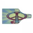 thumbnail image 1 of Hippie Cutting Board, Illustration of a Guitar Peace and Dove Dedicated to the Woodstock Festival, Decorative Tempered Glass Cutting and Serving Board, Wine Bottle Shape, Multicolor, by Ambesonne, 1 of 1