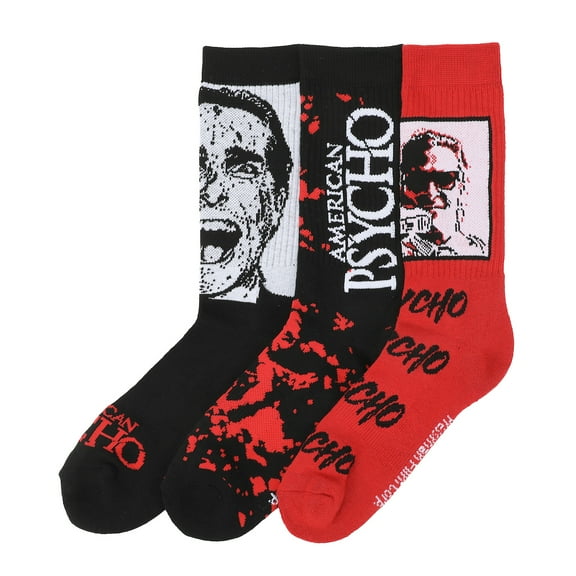 American Psycho Norman Bates Men's 3-Pair Athletic Crew Socks