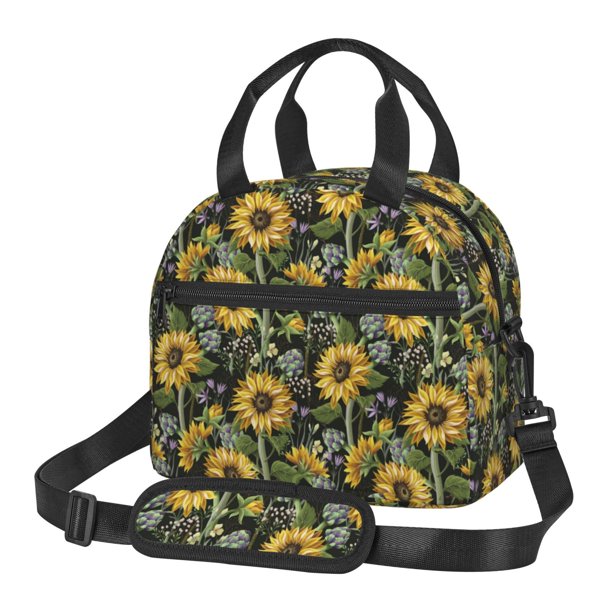 Easygdp Sunflowers Caja de Almuerzo para Mujeres y Hombres, Bolsa de Almuerzo Insulada, Bolsas Reutilizables Impermeables para Viajes, Trabajo y Picnics