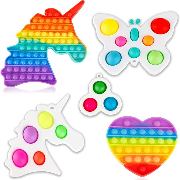 Large Big Pop Popper it Simple Bubble CPDD Sensory Toy Pack, Plastic It's Package Kit Push Popits Figetget Set, Jumbo 100 Rainbow Unicorn Girl Popits ADHD Autism Autistic Girl Children
